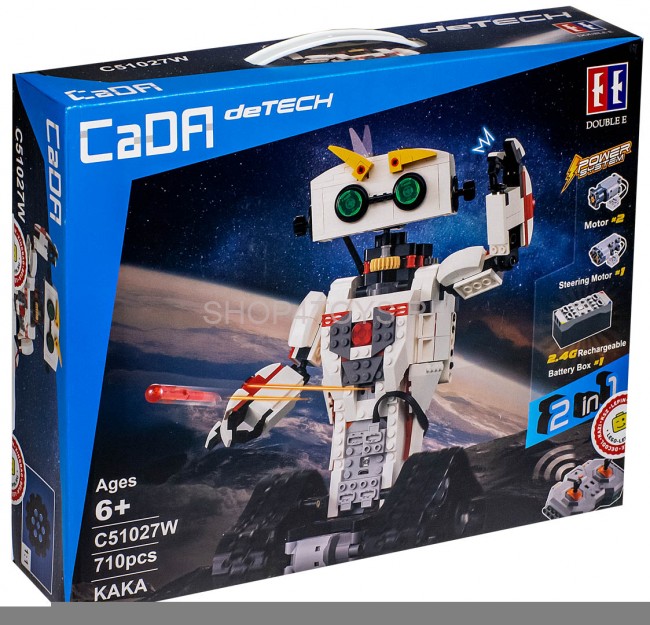 Конструктор радиоуправляемый CADA deTech робот КАКА (28 см, 2 двигателя, 710 деталей) - C51027W Конструктор радиоуправляемый CADA deTech робот КАКА (28 см, 2 двигателя, 710 деталей) - C51027W