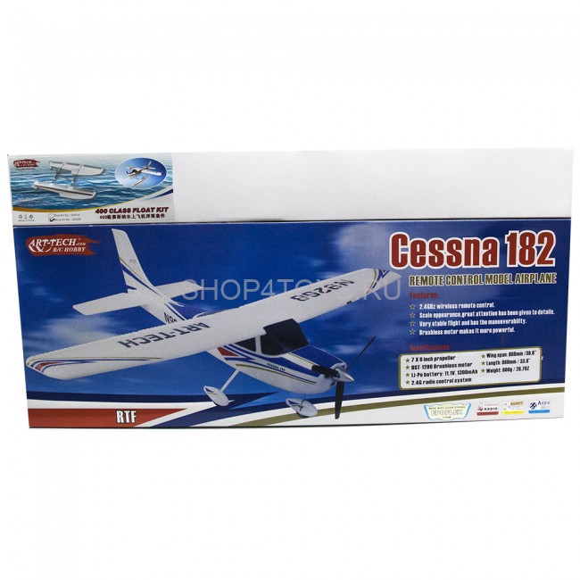 Радиоуправляемый самолет Art-tech Cessna Blue 182 400 Class с лыжами 2.4G - 2101Y