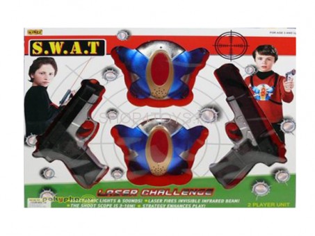 Игровой набор из пистолетов "Лазерный бой S.W.A.T." на батарейках - XZ-H53 Игровой набор из пистолетов "Лазерный бой S.W.A.T." на батарейках - XZ-H53