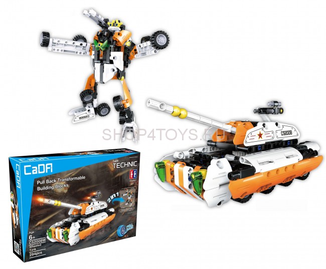 Конструктор Cada Technics танк и робот 2в1 c инерционным механизмом, 294 детали - C52008W