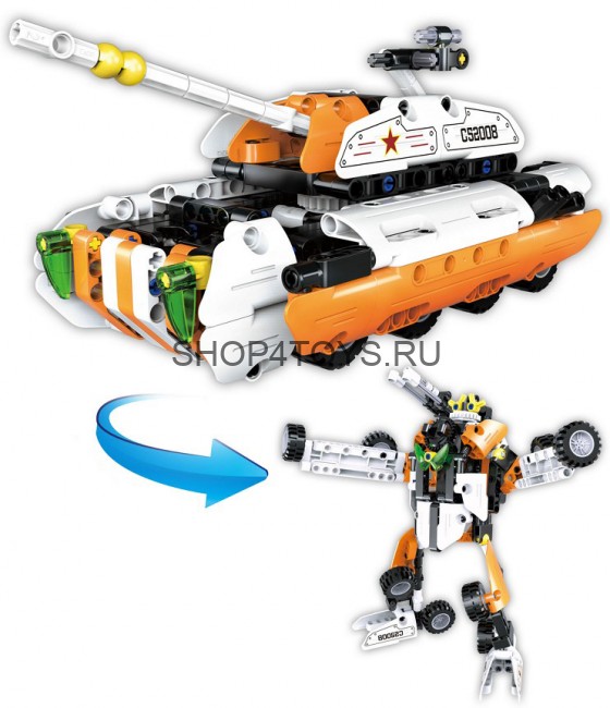 Конструктор Cada Technics танк и робот 2в1 c инерционным механизмом, 294 детали - C52008W