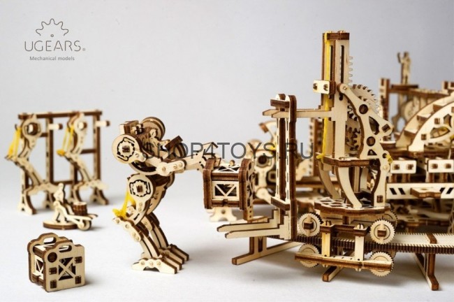 Деревянный 3D конструктор Ugears "Фабрика Роботов" - 70039