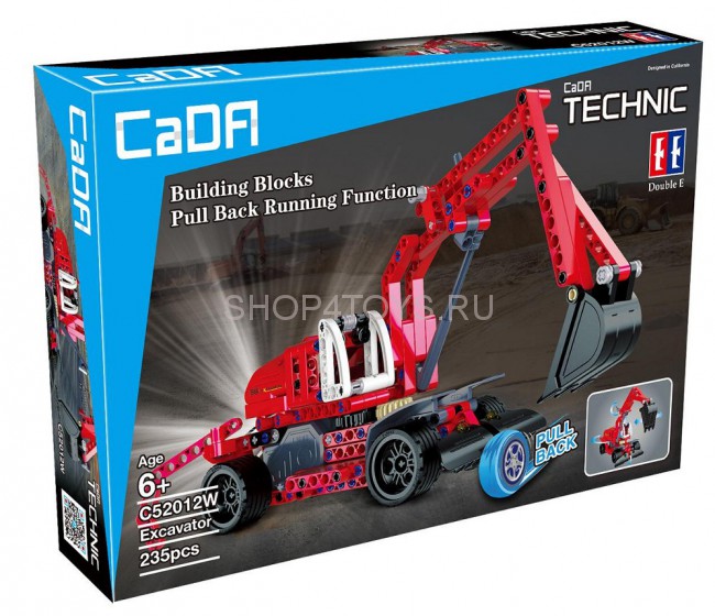 Конструктор Cada Technics экскаватор c инерционным механизмом, 235 деталей - C52012W