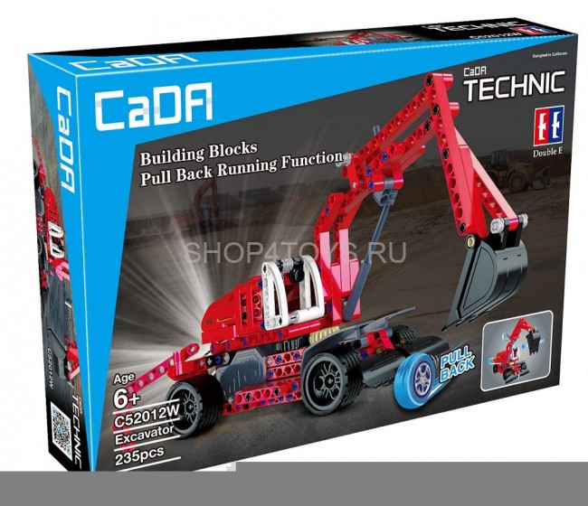 Конструктор Cada Technics экскаватор c инерционным механизмом, 235 деталей - C52012W