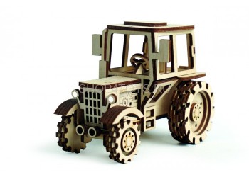 Конструктор 3D деревянный подвижный Lemmo Трактор - 00-8 Трактор станет прекрасным подарком для маленьких любителей строительной техники. У собранной модели вращаются колеса.