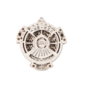 Деревянный 3D пазл Ugears "Навигатор Дат" - 70036 Модель «Навигатор дат» от Ugears - интересный механический календарь на 2017-2044 годы с планетарным стимпанк механизмом с подвижными шестернями внутри.