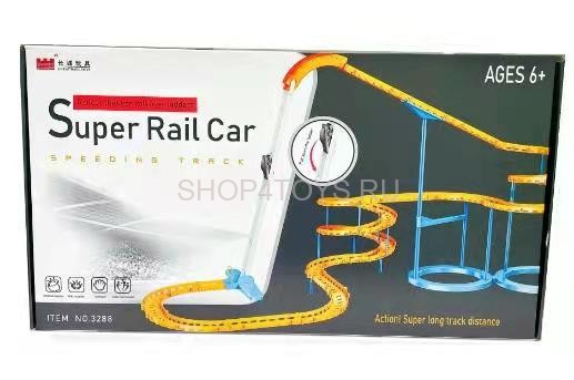 Гоночный автотрек Super Rail Car (1 машина с акб, свет, трюки) - GW-3288 Гоночный автотрек Super Rail Car (1 машина с акб, свет, трюки) - GW-3288