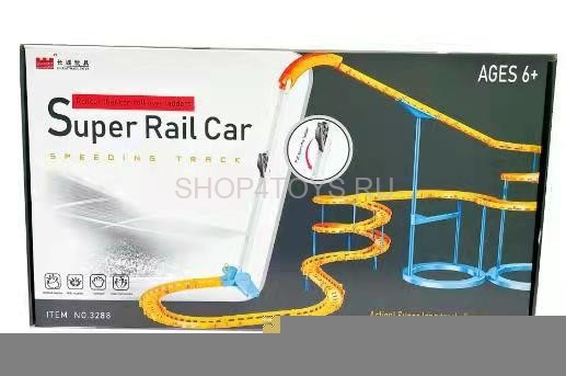 Гоночный автотрек Super Rail Car (1 машина с акб, свет, трюки) - GW-3288 Гоночный автотрек Super Rail Car (1 машина с акб, свет, трюки) - GW-3288