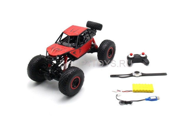Радиоуправляемый красный краулер MZ 4WD 1:10 (48 см, пульт+часы) - MZ-YY2025-RED