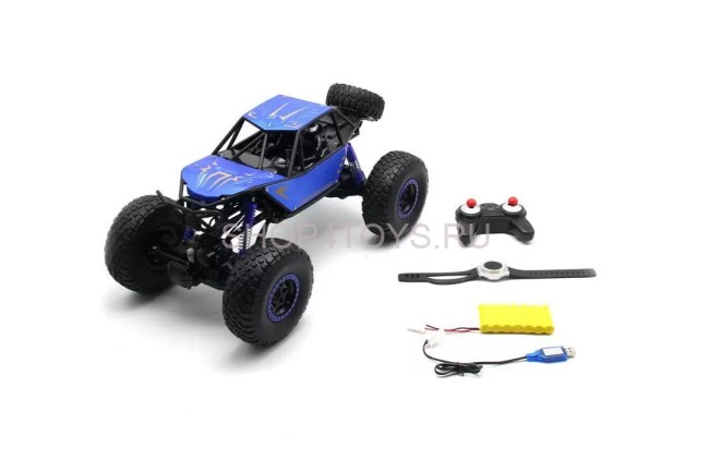 Радиоуправляемый синий краулер MZ 4WD 1:10 (48 см, пульт+часы) - MZ-YY2025-BLUE