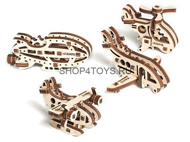 Деревянный 3D пазл Фиджет Ugears "Самолеты" - 70034
