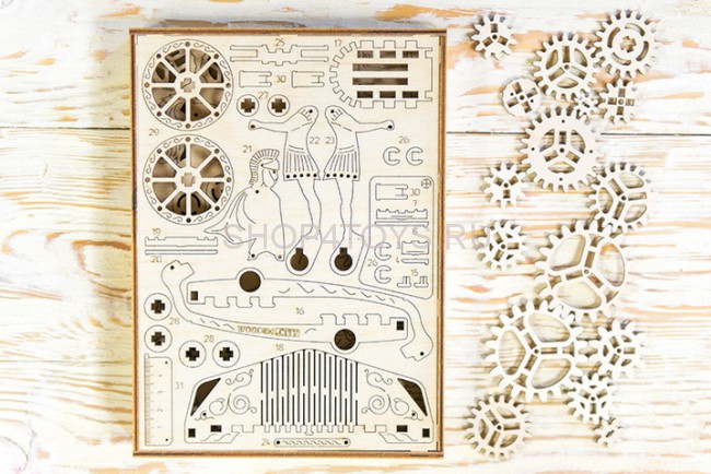 Деревянный механический 3D-пазл Wooden City Римская колесница - WR301