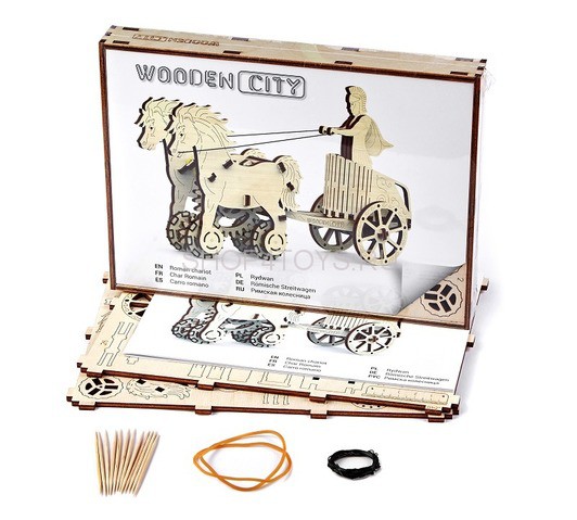 Деревянный механический 3D-пазл Wooden City Римская колесница - WR301