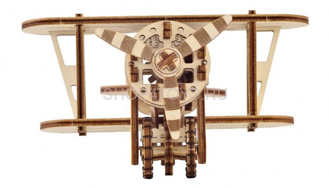 Деревянный механический 3D-пазл Wooden City Самолет Биплан - WR304