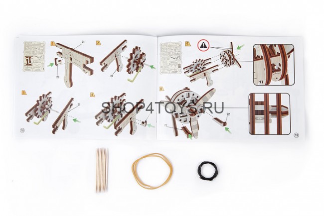 Деревянный механический 3D-пазл Wooden City Самолет Биплан - WR304