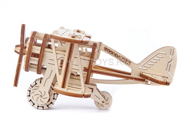 Деревянный механический 3D-пазл Wooden City Самолет Биплан - WR304