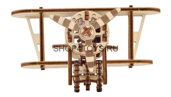 Деревянный механический 3D-пазл Wooden City Самолет Биплан - WR304