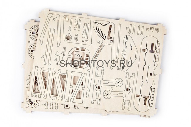 Деревянный механический 3D-пазл Wooden City Самолет Биплан - WR304