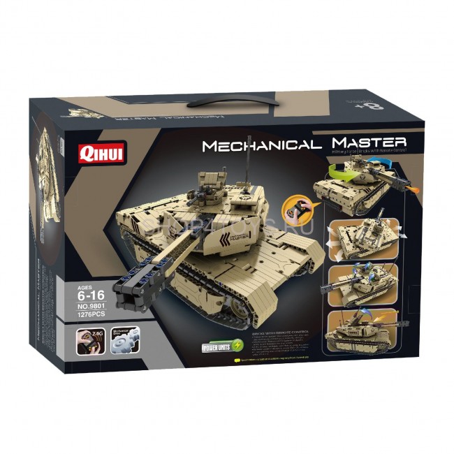 Радиоуправляемый электромеханический конструктор QiHui танк, стреляющий пульками - QH9801 Радиоуправляемый электромеханический конструктор QiHui танк, стреляющий пульками - QH9801