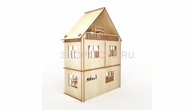 Конструктор ХэппиДом "Коттедж с мебелью" из дерева - HK-D002 Конструктор ХэппиДом "Коттедж с мебелью" из дерева - HK-D002