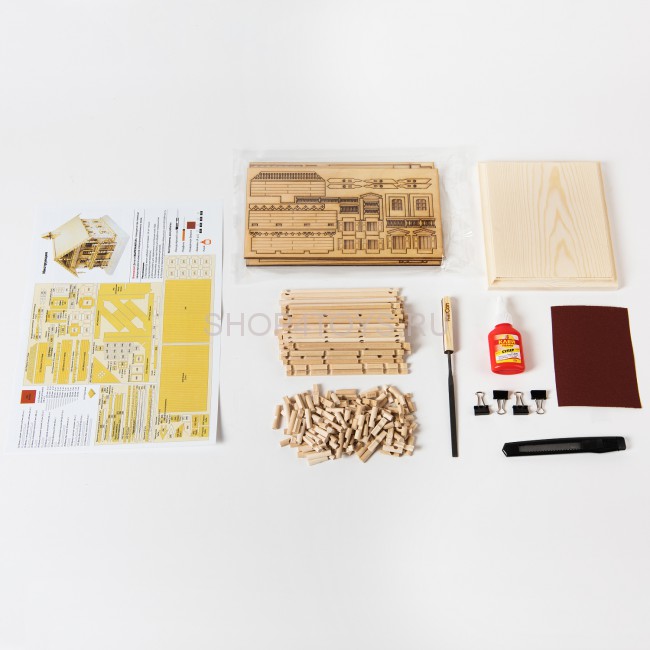 Конструктор из дерева "Изба" с инструментами - K02N Конструктор из дерева "Изба" с инструментами - K02N