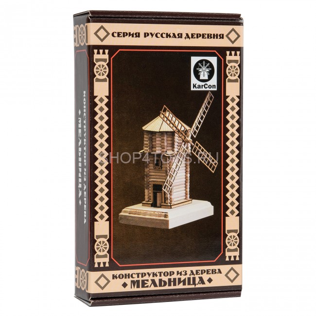 Конструктор из дерева "Мельница" с инструментами - K03N