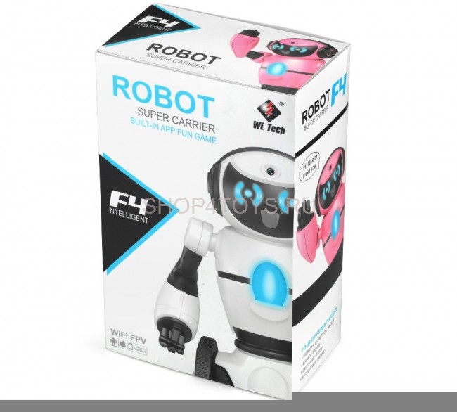 Розовый робот WL toys F4 c WiFi FPV камерой, управление через APP - WLT-F4-PINK