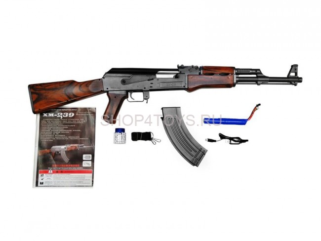 Пневматический автомат АК-47 на аккумуляторе (пневматика, 87см) - XM-239