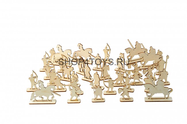 Набор рыцарей из дерева для крепости 36 штук - HK-KR002 Набор рыцарей из дерева для крепости 36 штук - HK-KR002