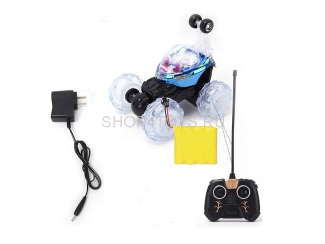 Радиоуправляемая большая трюковая синяя машинка перевертыш со звуком - RD970-B