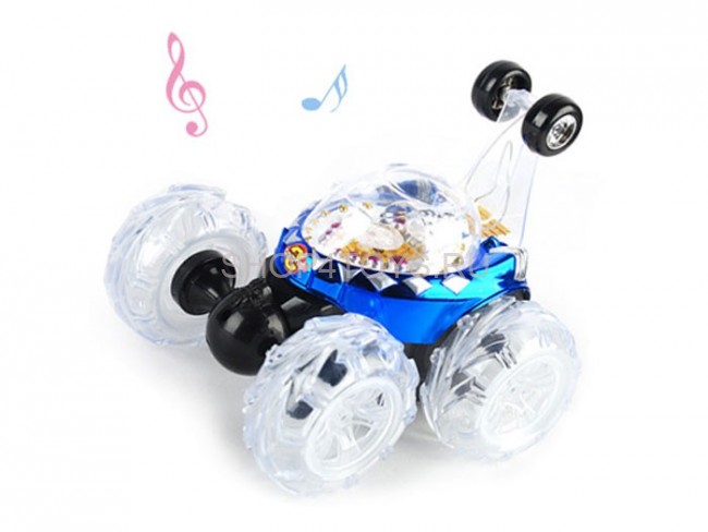 Радиоуправляемая большая трюковая синяя машинка перевертыш со звуком - RD970-B