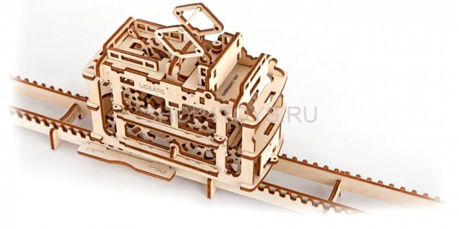 Деревянный 3D конструктор Ugears "Трамвай с рельсами" - 70008 Деревянный 3D конструктор Ugears "Трамвай с рельсами" - 70008