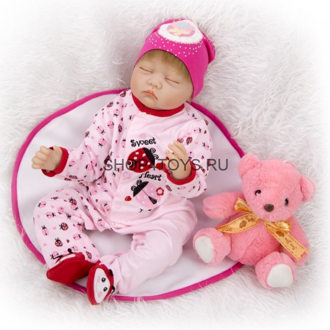  Реборн  малышка с закрытыми глазами Лина