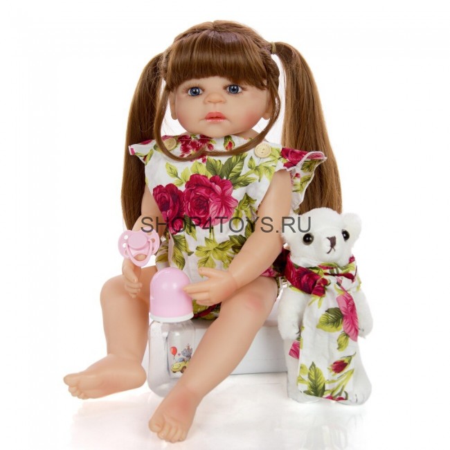 Реборн  силиконовая  с длинными волосами Амели