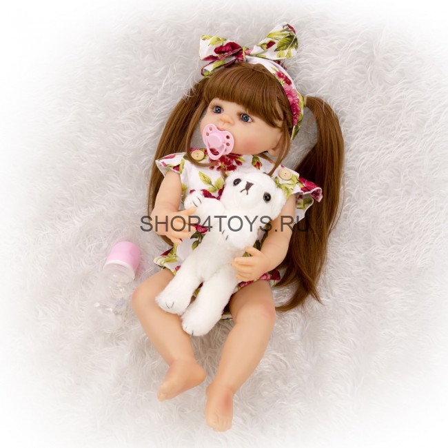 Реборн  силиконовая  с длинными волосами Амели