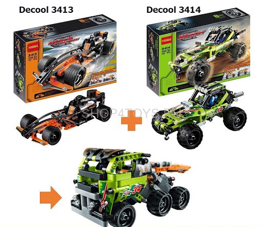 Конструктор DeCool гоночная машина с инерционным механизмом, 137 деталей - DL-3413