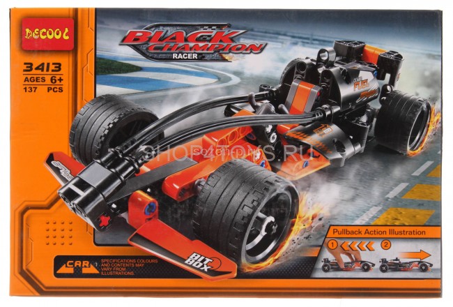 Конструктор DeCool гоночная машина с инерционным механизмом, 137 деталей - DL-3413