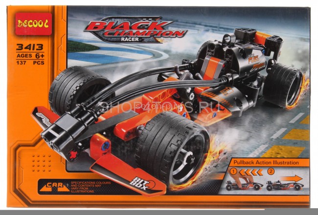 Конструктор DeCool гоночная машина с инерционным механизмом, 137 деталей - DL-3413