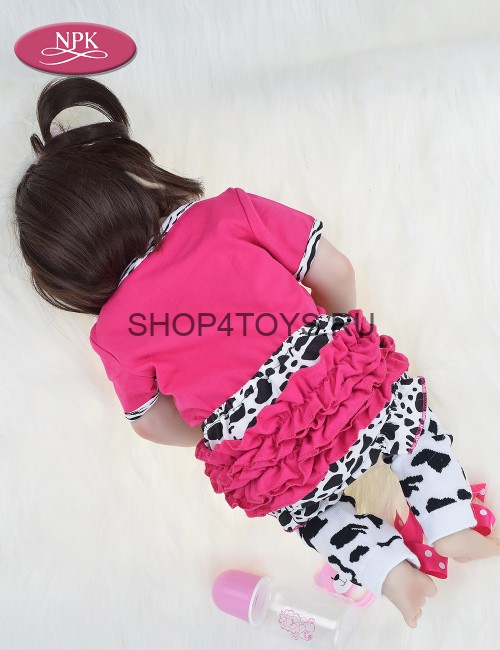 Кукла реборн с длинными волосами хвостиками