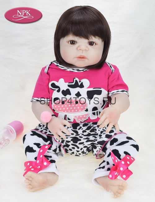 Кукла реборн с длинными волосами хвостиками