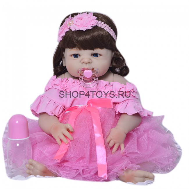 Кукла реборн полностью силиконовая девочка, реборн брюнетка, реборн с аксессуарами Кукла реборн полностью силиконовая девочка, реборн брюнетка, реборн с аксессуарами