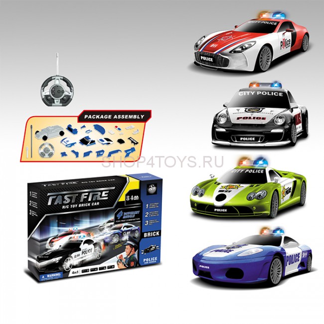 Радиоуправляемый конструктор - автомобили Mclaren, Ferrari, Aston Martin и Porsche "Полиция" - 2028-4J02B