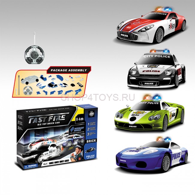 Радиоуправляемый конструктор - автомобили Mclaren, Ferrari, Aston Martin и Porsche "Полиция" - 2028-4J02B