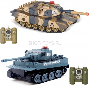 Радиоуправляемый танковый бой VS Tank Huan Qi Abrams vs Tiger 1:32 2.4G - HQ5001 Набор из двух радиоуправляемых моделей танков, для танкового боя.