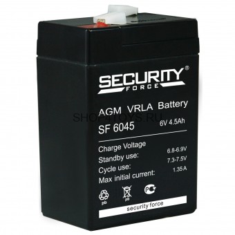 Аккумулятор Security Force 6V4.5Ah AGM VRLA - SF6045 Аккумулятор Security Force 6V4.5Ah AGM VRLA - SF6045