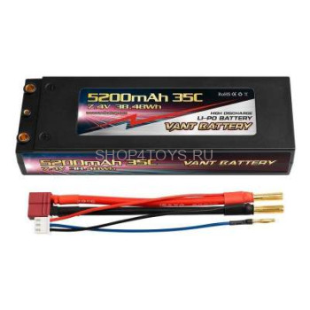 Аккумулятор Vant Li-Po 7.4V 5200 35C S Deans plug - VANT-5200-35C-2S-T Аккумулятор Vant Li-Po 7.4V 5200 35C S Deans plug - VANT-5200-35C-2S-T