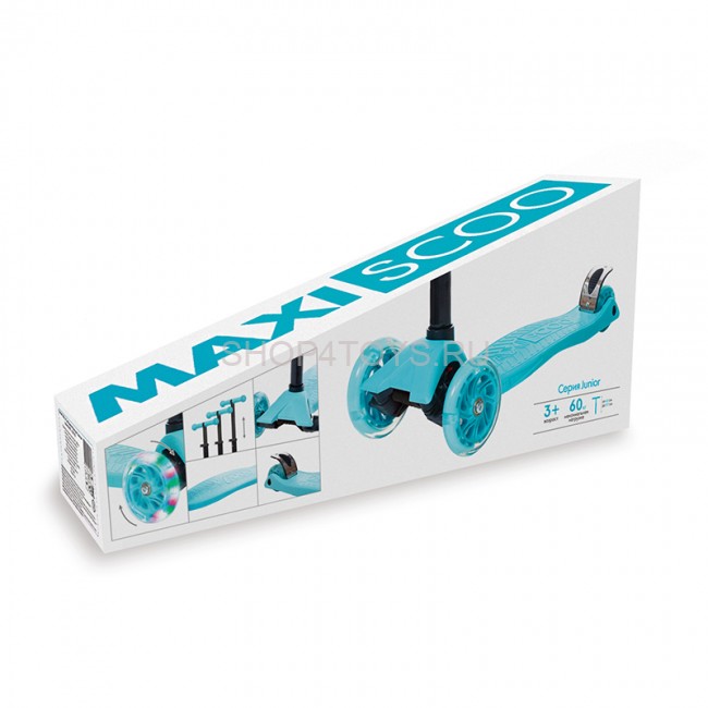 Самокат Maxiscoo Junior Трехколесный Детский со Светящимися Колесами, Голубой - MSC-J101703 Самокат Maxiscoo Junior Трехколесный Детский со Светящимися Колесами, Голубой - MSC-J101703