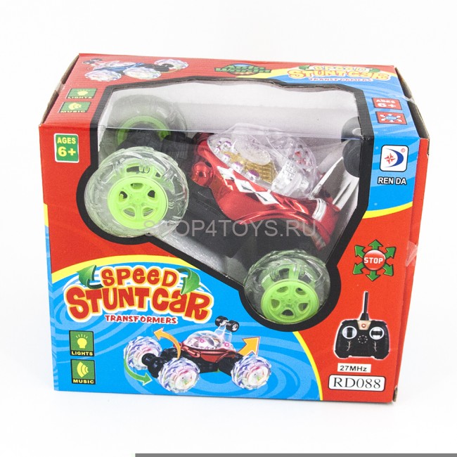 Радиоуправляемая трюковая красная машинка-перевертыш - RD088-R