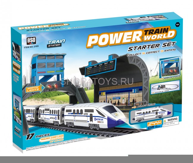 Железная дорога с пассажирской станцией, скоростной поезд, длина полотна 244 см - BSQ-2185