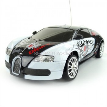 Радиоуправляемая машинка для дрифта Bugatti Veyron 1:24 - 666-217 ПОЛНЫЙ ПРИВОД! Сменные колеса! Светящиеся фары при движении вперед, задние светящиеся стоп-сигналы!